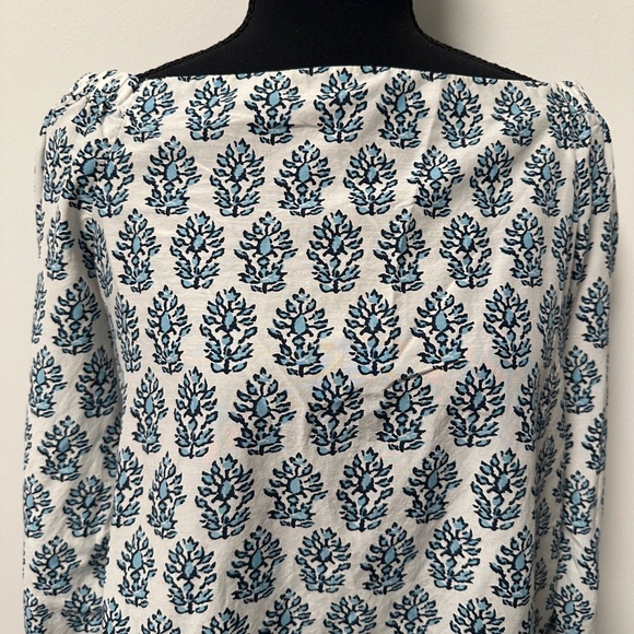 *J. MCLAUGHLIN* White x Blue Long Sleeve Shirt Size Small - Picture 2 of 7